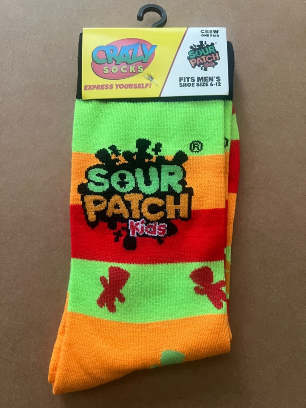 Sour Patch Kids Crew Socks - Neon Green, Orange & Red